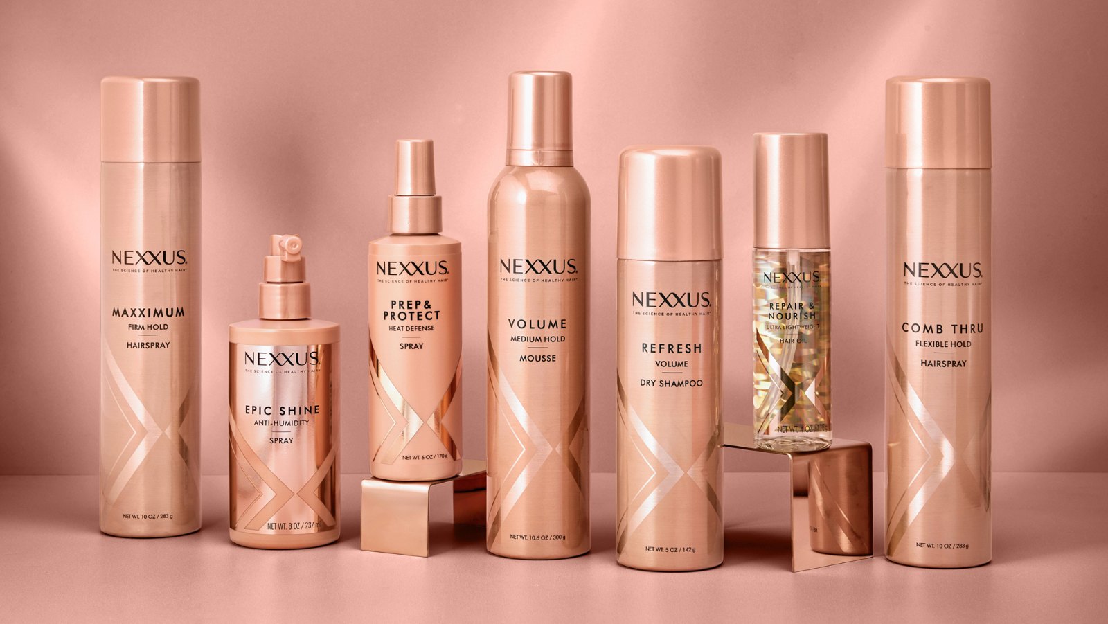 Nexxus Rose gold styling collection line-up