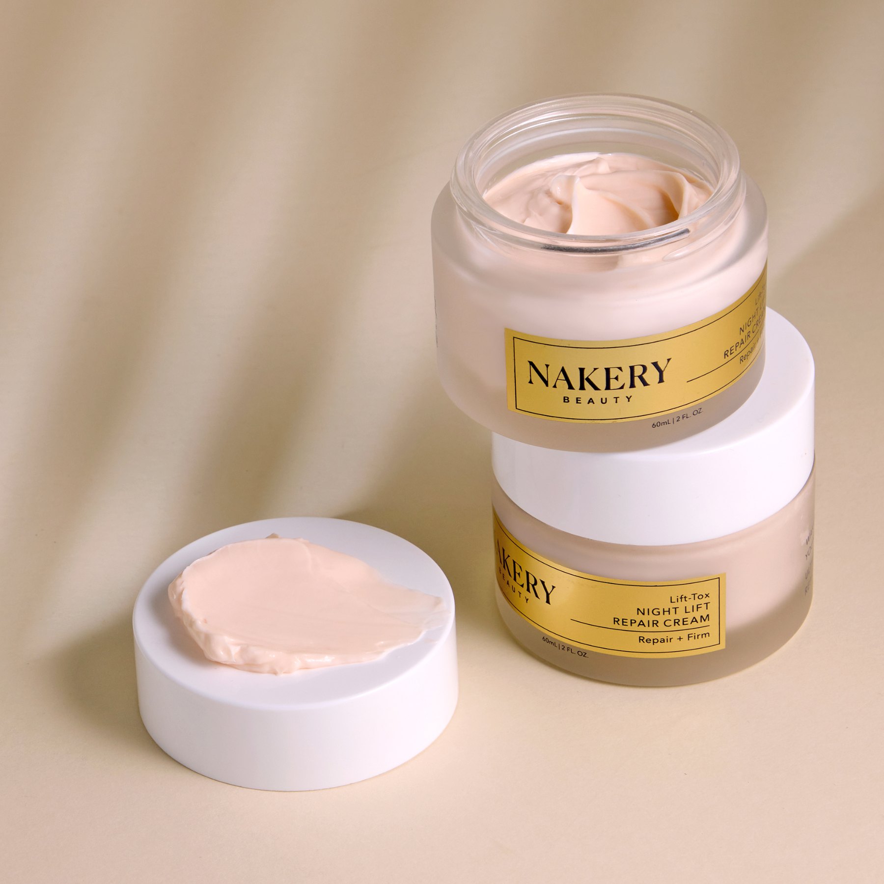 Night cream with swatch