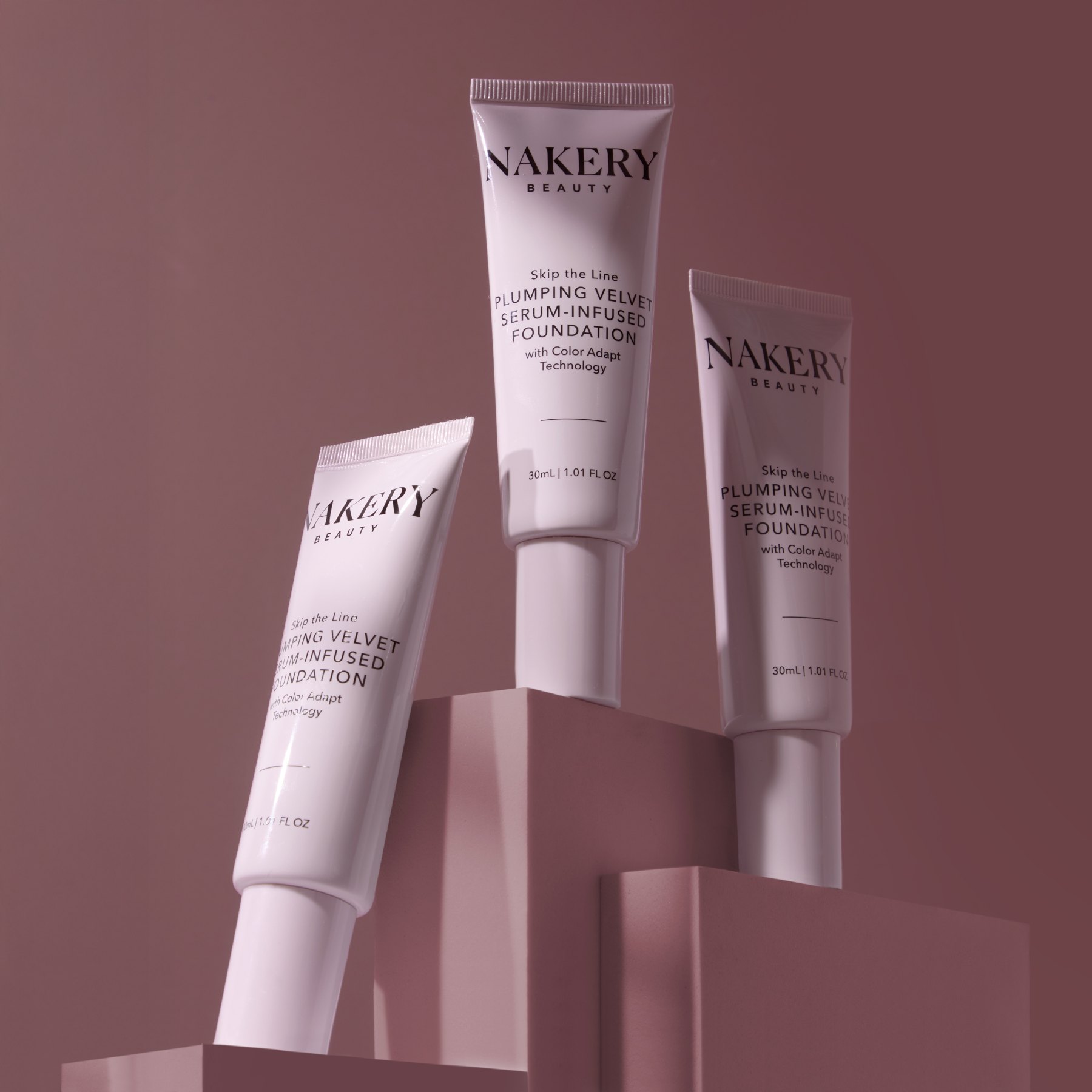 Plumping Velvet foundation tubes on plinths
