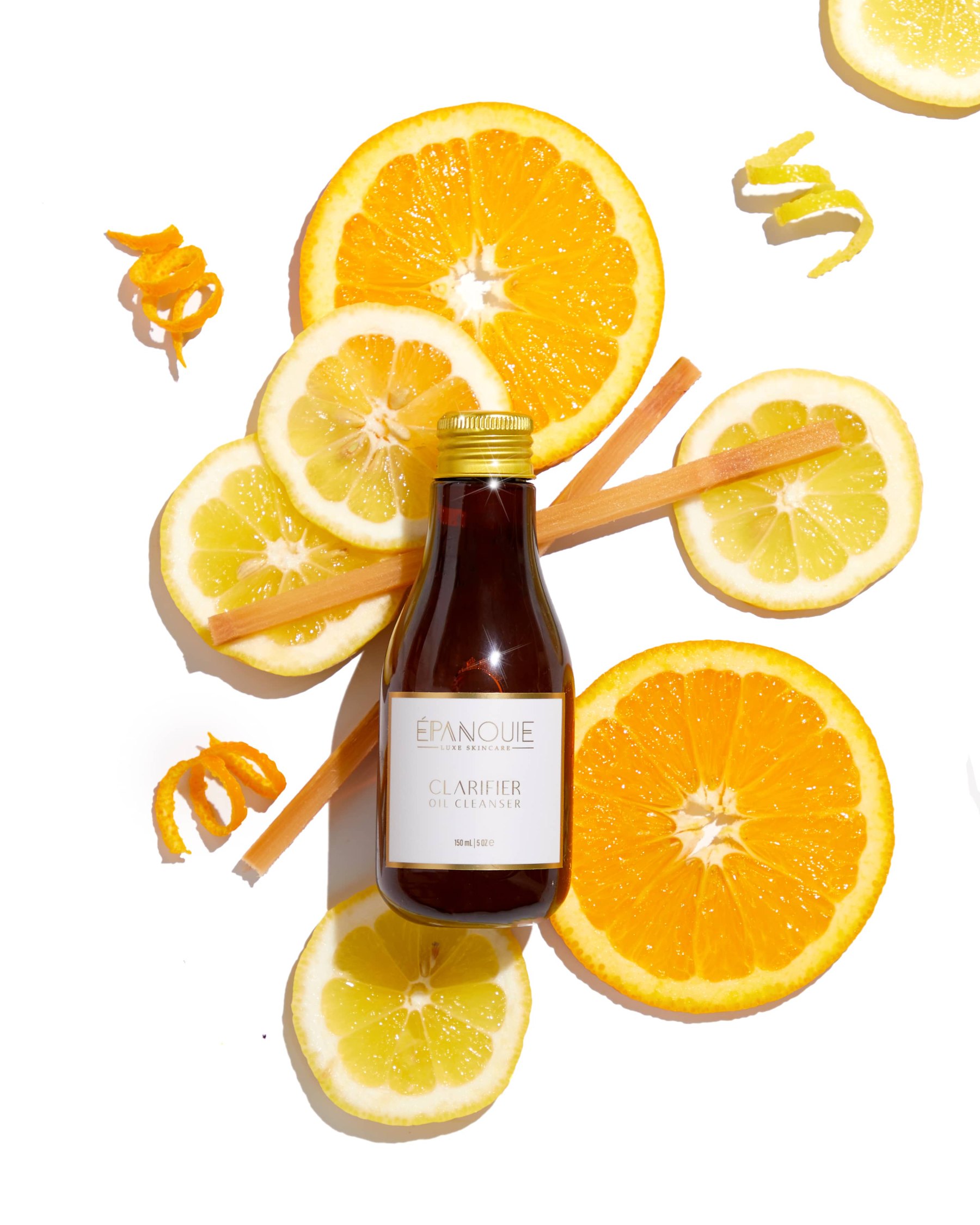 Clarifier Oil Cleanser on citrus slices