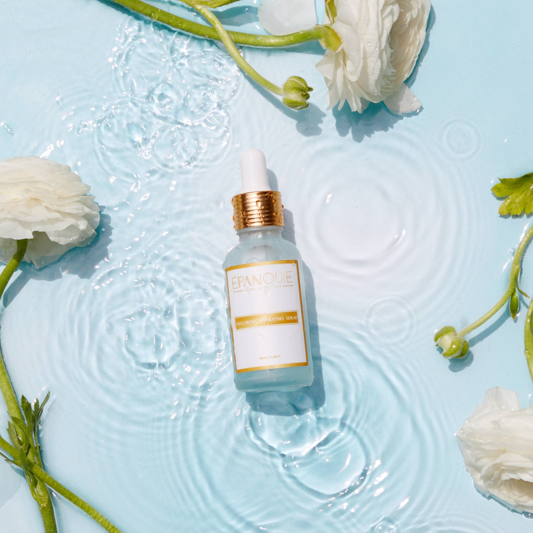 Hyaluronic Hydrating Serum with white ranunculus
