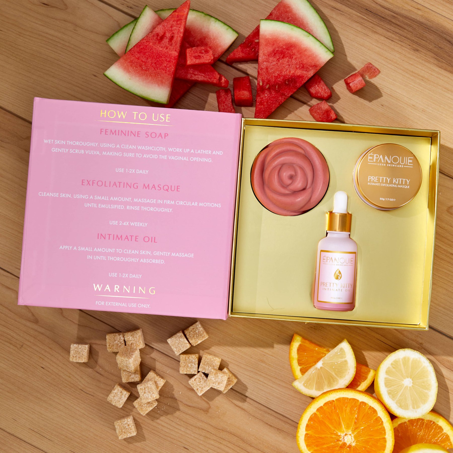 Pretty Kitty gift set with watermelon and citrus