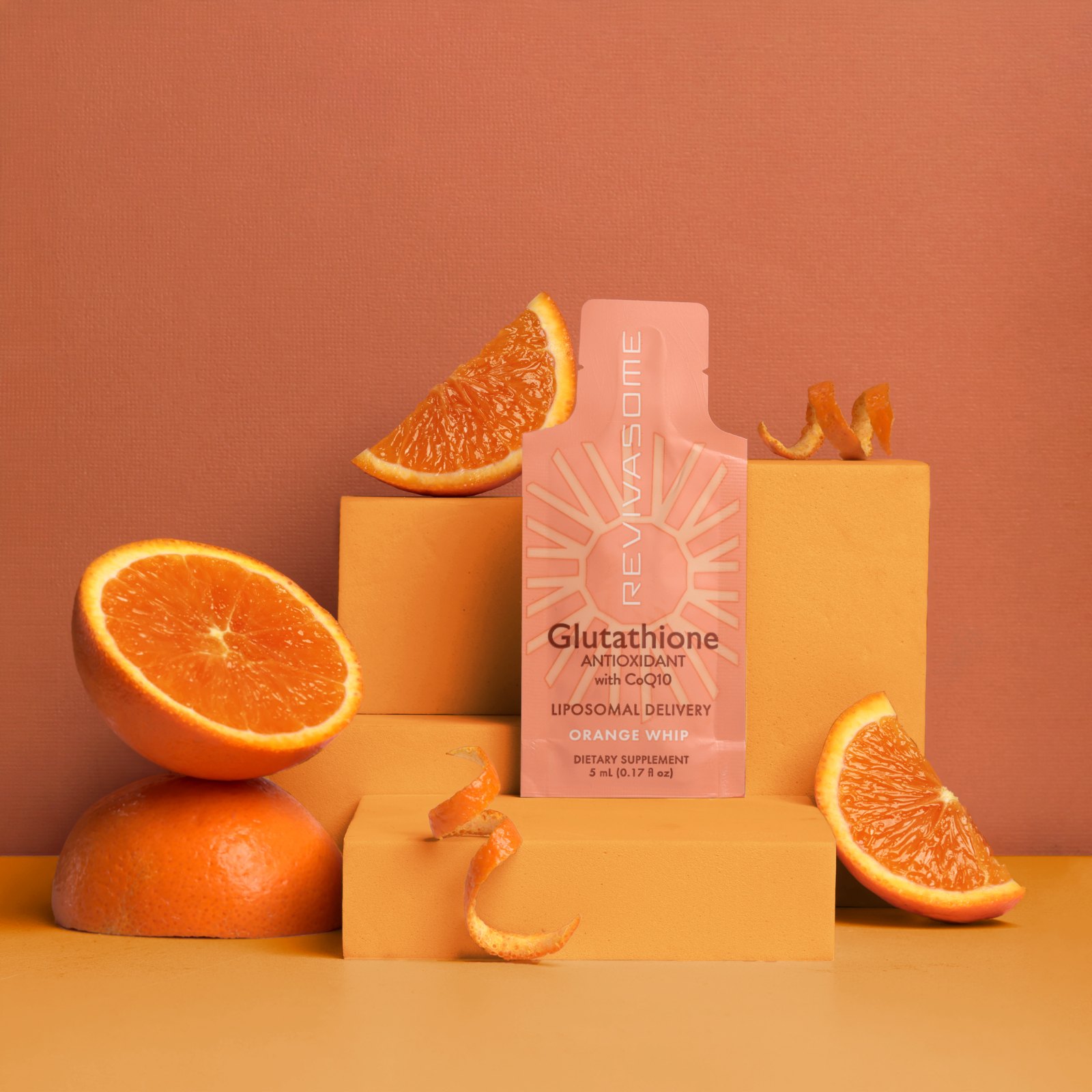 Revivasome Glutathione sachet with oranges