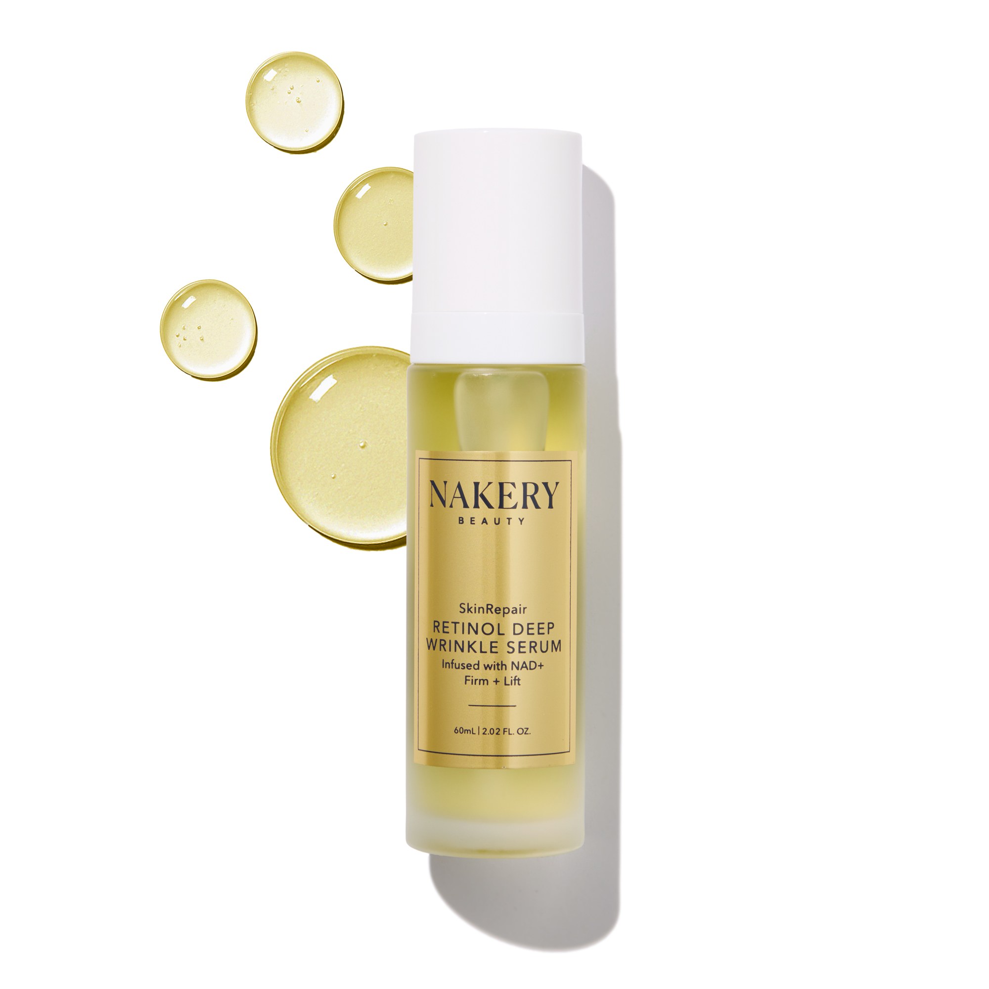 Nakery Retinol Deep Wrinkle Serum with texture swatches