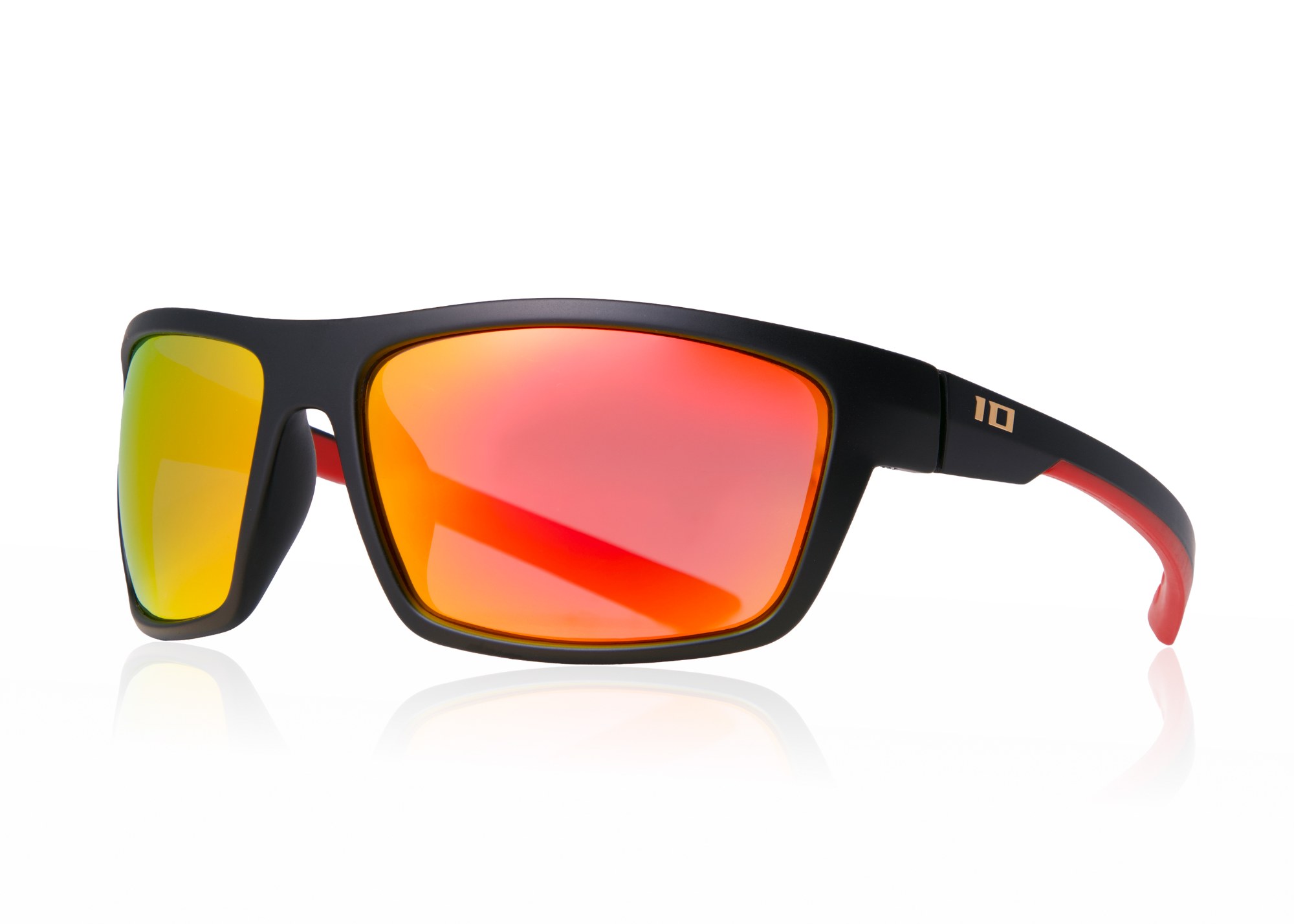 Sport sunglasses with orange mirrored lenses